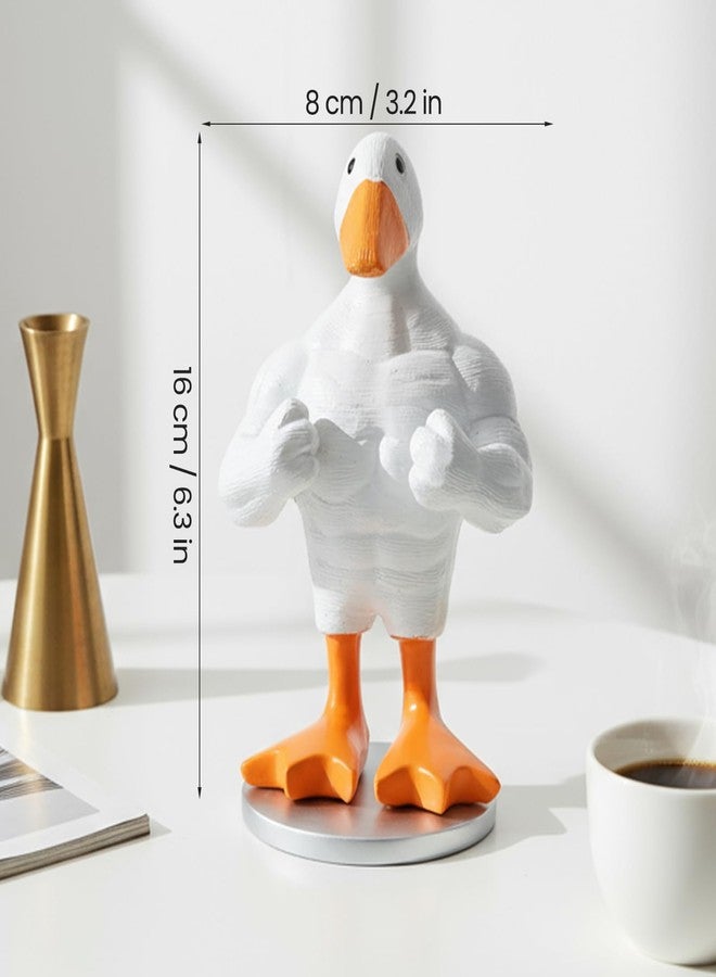 Novabright Funny Muscular Duck Statue with Base - Magnetic Home Decor, Handmade Cute Duck Sculpture for Office Desk, Entryway Table & Living Room, Novelty Figurine Gift for Gym Lovers - Image 2